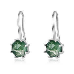 Moss Agate Dangle Drop Hook Earrings - Perimade & Co.