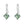 Pair of green square gemstone earrings on a white background