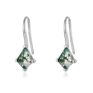 Moss Agate Dangle Drop Hook Earrings - Perimade & Co.