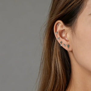 Moss Agate Trio CZ Cluster Drop Stud Earrings - Perimade & Co.