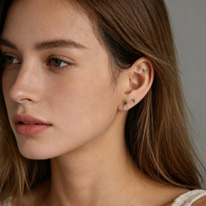 Moss Agate Trio CZ Cluster Drop Stud Earrings - Perimade & Co.