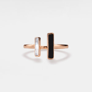 A gold-plated ring featuring a mother of pearl agate wire design with hypoallergenic finish.
