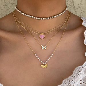 Mother Of Pearl Butterfly Charm Necklace - Perimade & Co.
