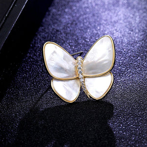 Mother of Pearl Butterfly Shell Inlay Brooch - Perimade & Co.