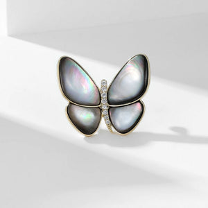 Mother of Pearl Butterfly Shell Inlay Brooch - Perimade & Co.