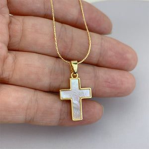 Mother Of Pearl Cross Pendant Necklace - Perimade & Co.