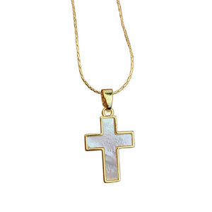 Mother Of Pearl Cross Pendant Necklace - Perimade & Co.