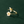 Gold rings with white floral designs on a dark green background