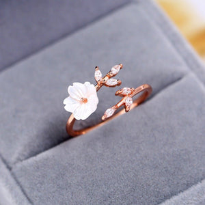 Mother of Pearl Flower Stacking Bypass Ring - Perimade & Co.