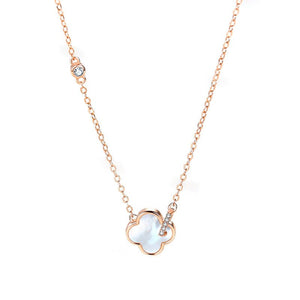 Necklace with a clover-shaped pendant on a white background