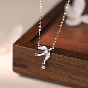 Mother Of Pearl Swallow Star Charm Necklace - Perimade & Co.