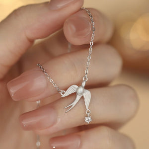Mother Of Pearl Swallow Star Charm Necklace - Perimade & Co.