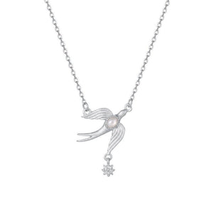 Mother Of Pearl Swallow Star Charm Necklace - Perimade & Co.