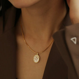 Mother Of Pearl Textured Medallion Necklace - Perimade & Co.