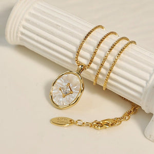 Mother Of Pearl Textured Medallion Necklace - Perimade & Co.