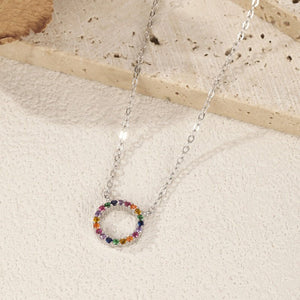 Multi Color Circle Pave CZ Pendant Necklace - Perimade & Co.