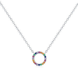 Multi Color Circle Pave CZ Pendant Necklace - Perimade & Co.