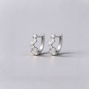 Multi Geometric Cut CZ Huggie Hoop Earrings - Perimade & Co.