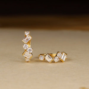 Multi Geometric Cut CZ Huggie Hoop Earrings - Perimade & Co.