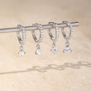Multi Shape Moonstone Drop CZ Hoop Earrings - Perimade & Co.