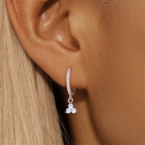 Multi Shape Moonstone Drop CZ Hoop Earrings - Perimade & Co.