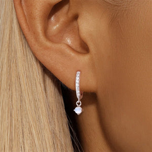 Multi Shape Moonstone Drop CZ Hoop Earrings - Perimade & Co.