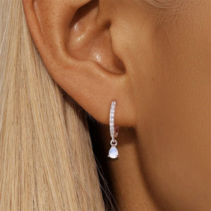 Multi Shape Moonstone Drop CZ Hoop Earrings - Perimade & Co.