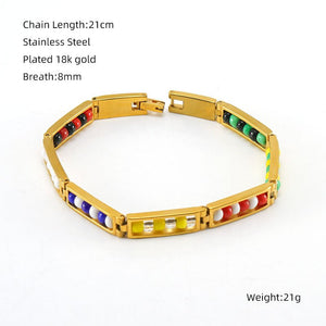 Multicolor Enamel Beaded Bangle Bracelet - Perimade & Co.