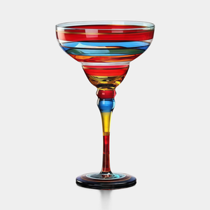 Colorful striped glass on a white background