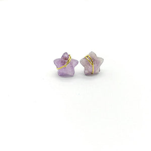 Natural Crystal Stone Star Wire Stud Earrings - Perimade & Co.
