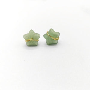 Natural Crystal Stone Star Wire Stud Earrings - Perimade & Co.