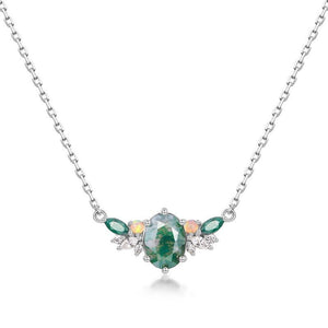 Natural Moss Agate Cluster Pendant Necklace - Perimade & Co.