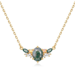 Natural Moss Agate Cluster Pendant Necklace - Perimade & Co.
