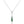 Necklace with a green teardrop pendant on a white background