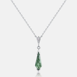 Necklace with a green pendant on a white background