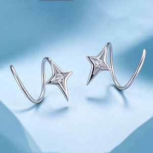 North Star CZ Spiral Twist Open Hoop Earrings - Perimade & Co.