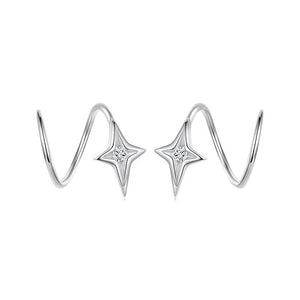 North Star CZ Spiral Twist Open Hoop Earrings - Perimade & Co.