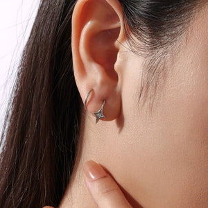 North Star CZ Spiral Twist Open Hoop Earrings - Perimade & Co.