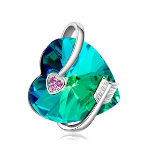 Ocean Blue CZ Cupid Arrow Heart Necklace - Perimade & Co.