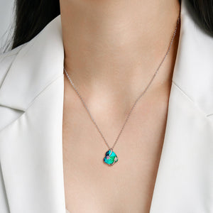 Ocean Blue CZ Cupid Arrow Heart Necklace - Perimade & Co.
