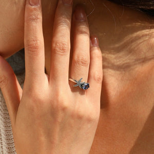 Ocean Starfish Pave Purple Oval CZ Band Ring - Perimade & Co.