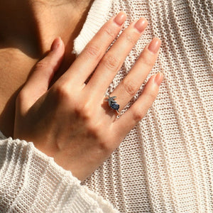 Ocean Starfish Pave Purple Oval CZ Band Ring - Perimade & Co.