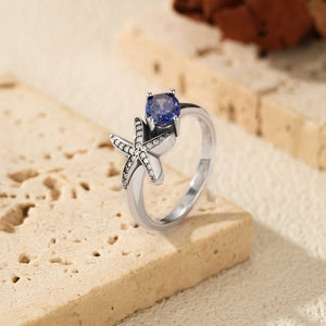 Ocean Starfish Pave Purple Oval CZ Band Ring - Perimade & Co.