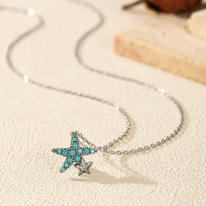 Ocean Starfish Turquoise CZ Charm Necklace - Perimade & Co.