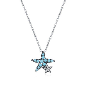 Ocean Starfish Turquoise CZ Charm Necklace - Perimade & Co.