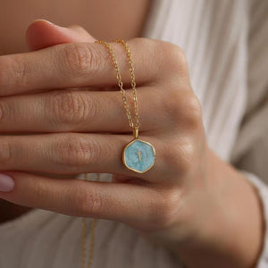 Octagon Enamel Cross Pendant Necklace - Perimade & Co.