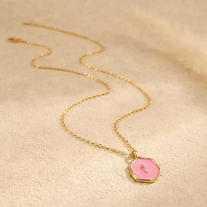 Octagon Enamel Cross Pendant Necklace - Perimade & Co.