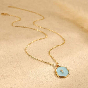Octagon Enamel Cross Pendant Necklace - Perimade & Co.
