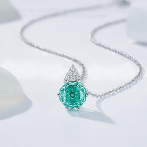 Octagon Green Crystal Pave Charm Necklace - Perimade & Co.