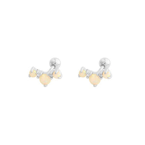 Opal Cluster Curved Ear Climber Stud Earrings - Perimade & Co.